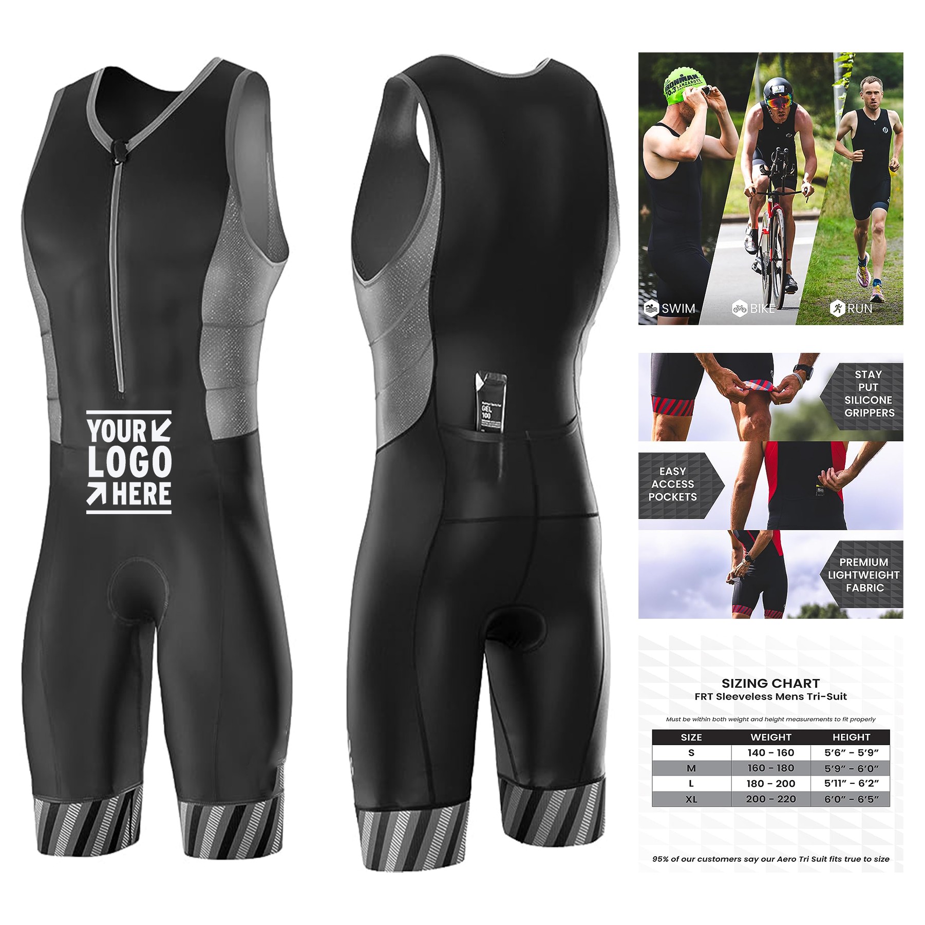 Suitable For All Abilities Triathlon Suit Mens Trisuit Durable FRT Fabrics Sleeveless Tri Suit 2