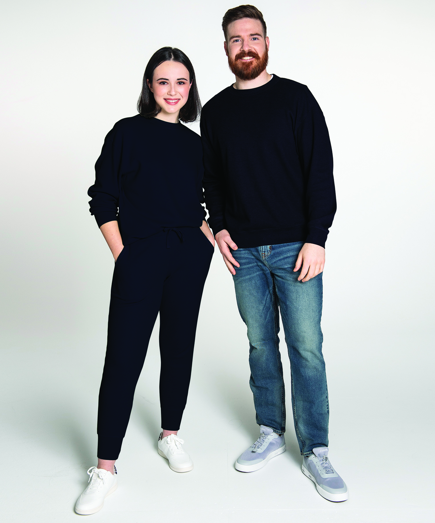 Lightweight Waffle Crew Neck Sweatshirt