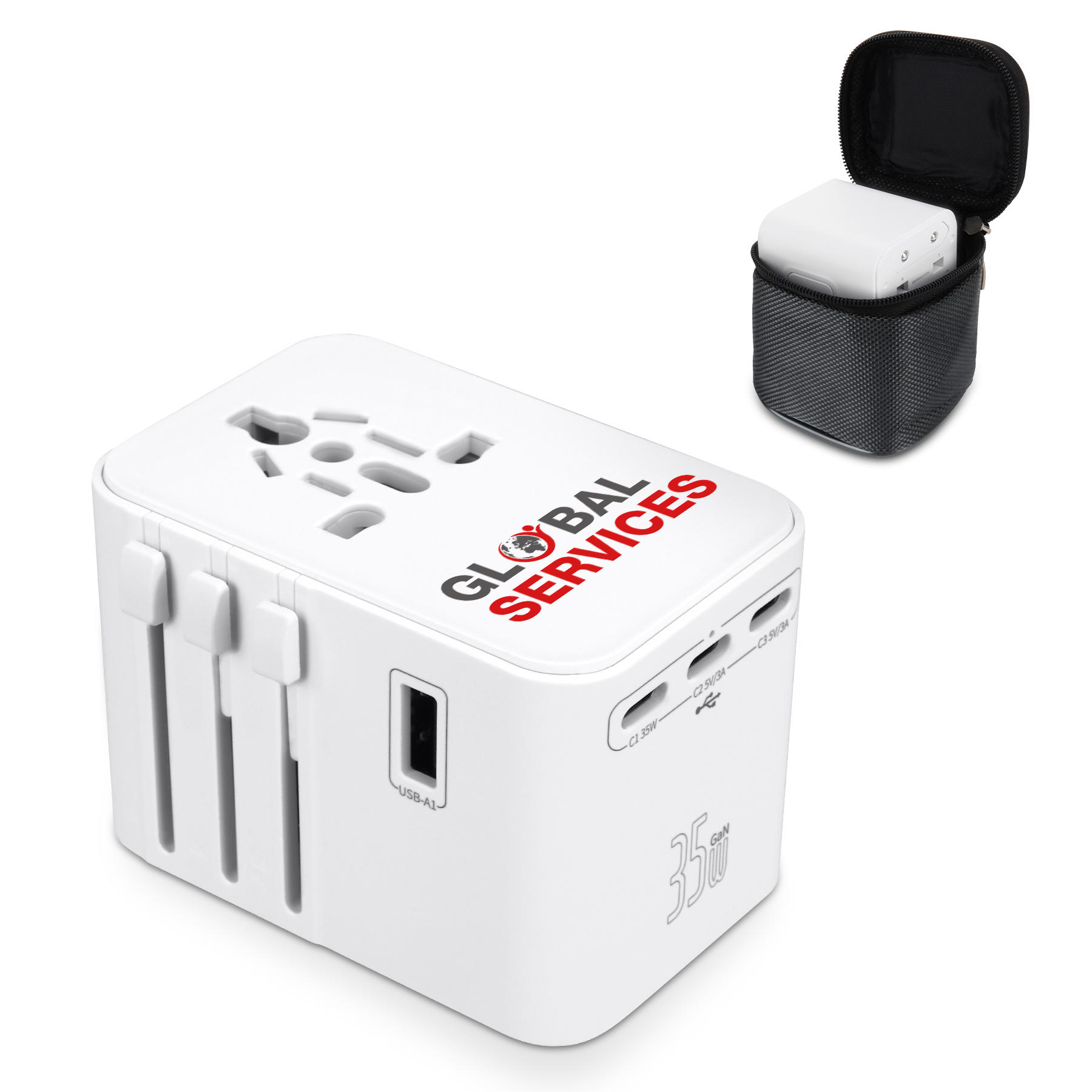 35W Universal Travel Adapter With 5 USB Ports And PD Fast Charging 7