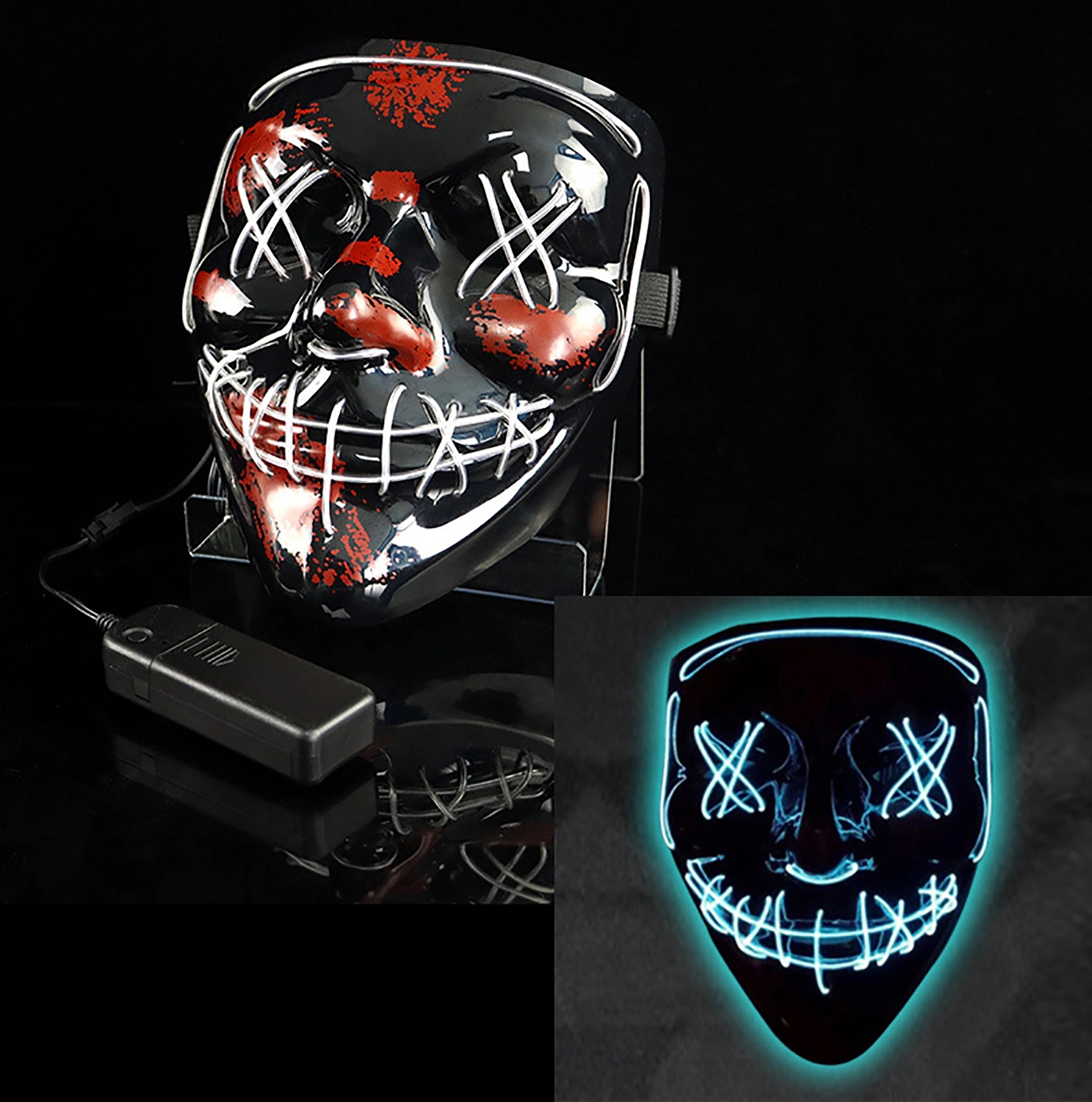 Scary LED Halloween Mask Cosplay Light Up for Men Women Kids 15