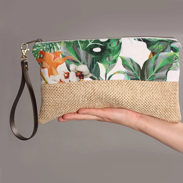 Full color canvas jute pouch with zipper 4