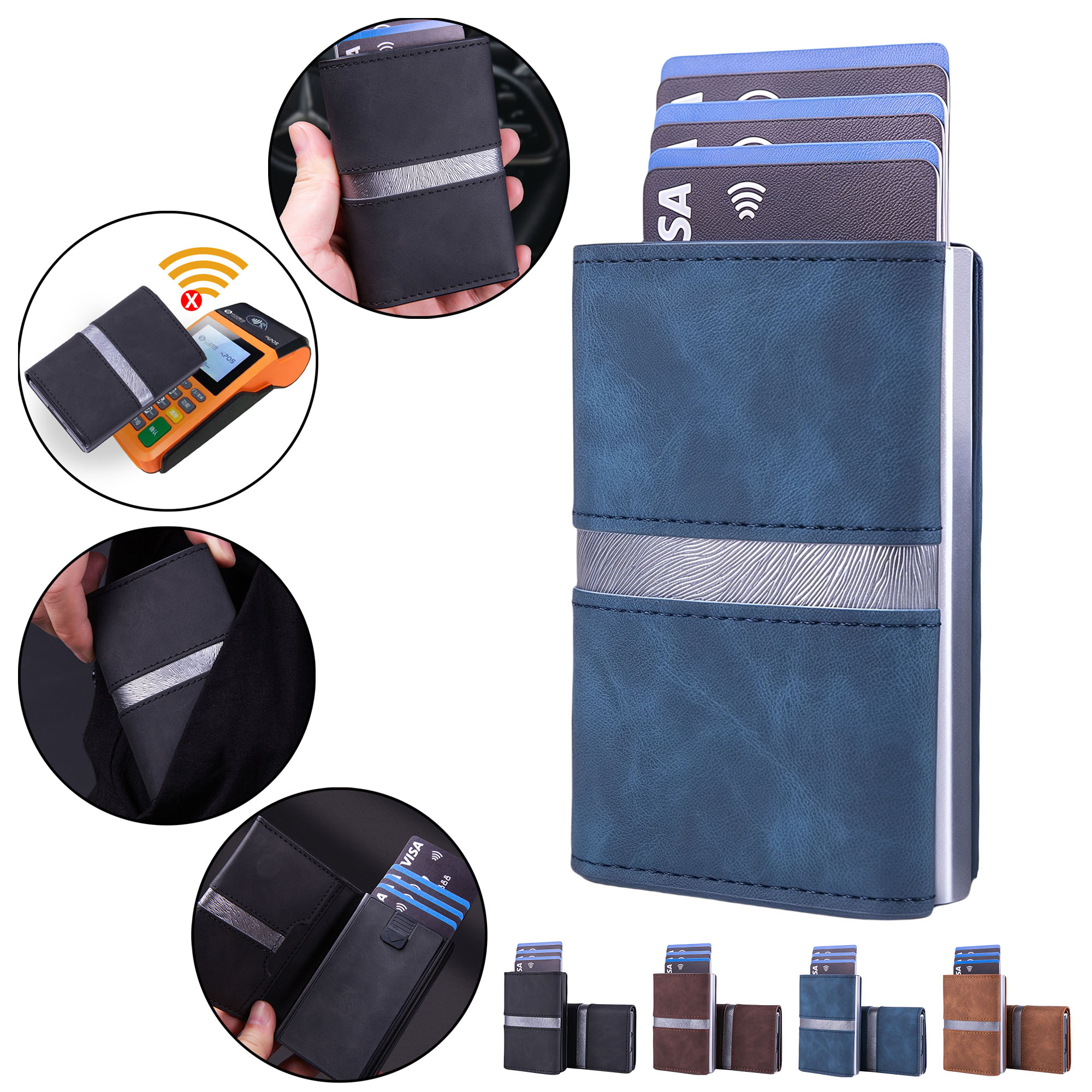 RFID Blocking Carbon Fiber Aluminum Credit Card Holder Men's Wallet 3