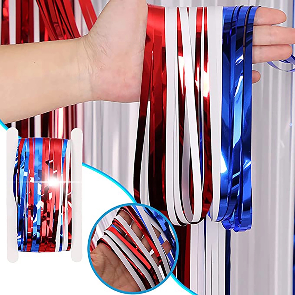 Red White And Blue Foil Fringe Curtains July 4Th Decor 4