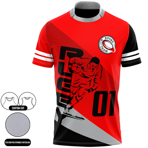 Custom Men's Full Sublimation Collared Crew Neck Rugby 2