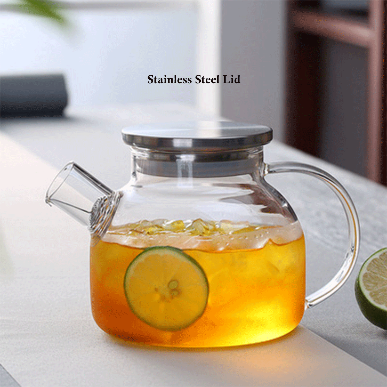 Stovetop Safe Glass Teapot Kettle w/ Bamboo Lid 5