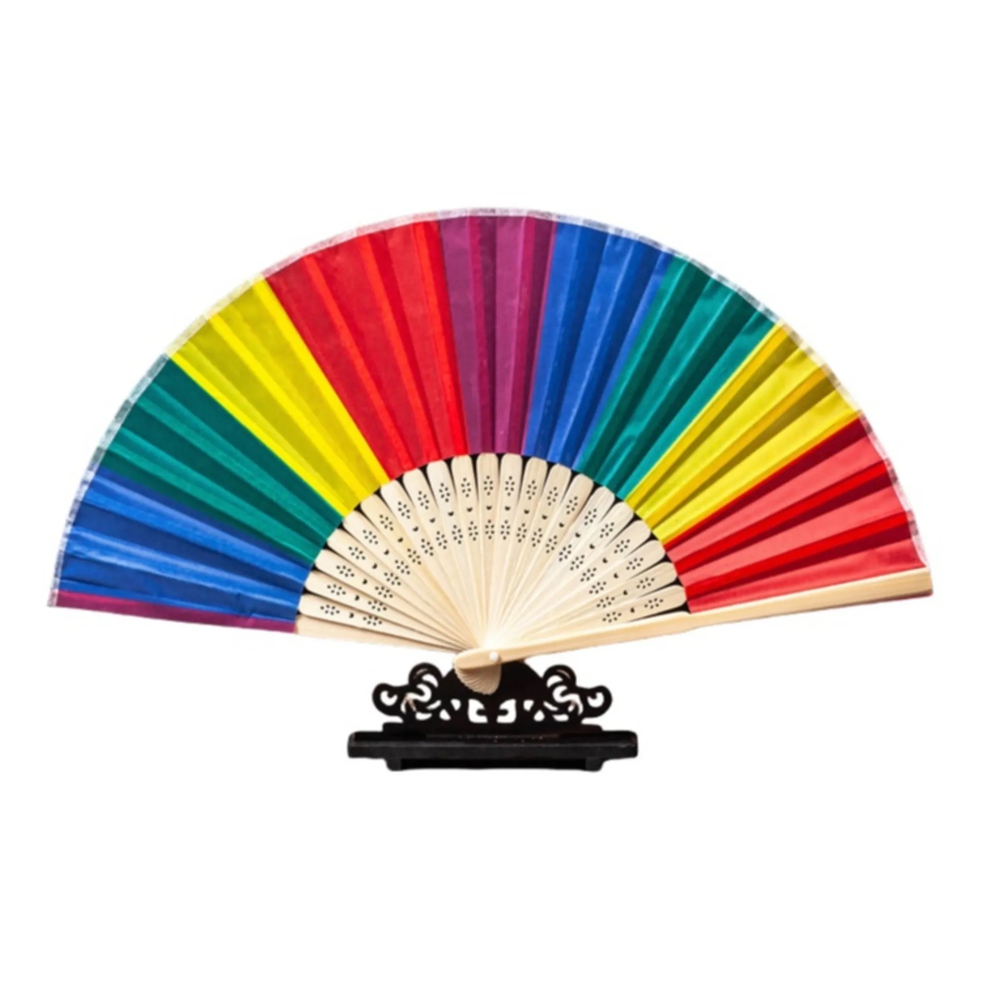 Rainbow Plastic Folding Fan 2