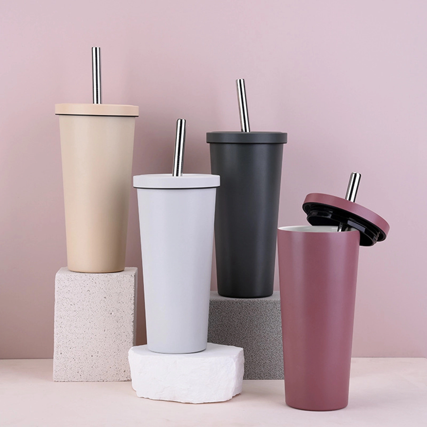 24 Oz. Ceramic Liner Stainless Steel Straw Cup 3