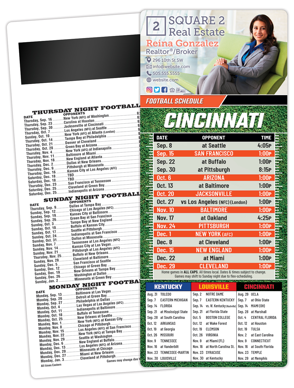 Football Schedule Laminated Card/Postcard with Magnet Strip 3.5x8.5 - 14 pt. 1