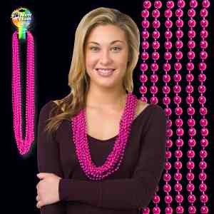 Hot Pink Metallic Beaded Necklace