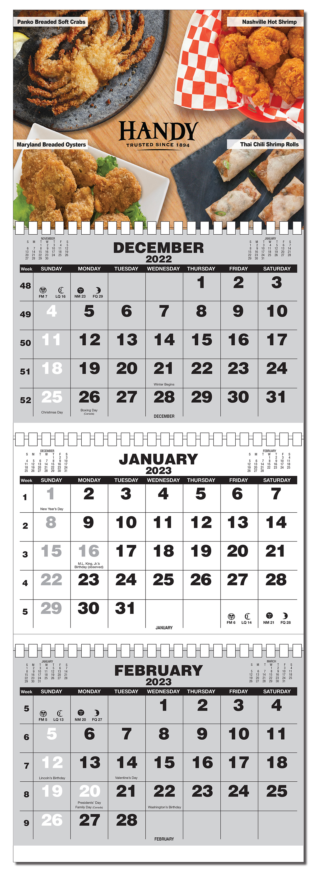 3 Month View Full Color Wall Calendar 4