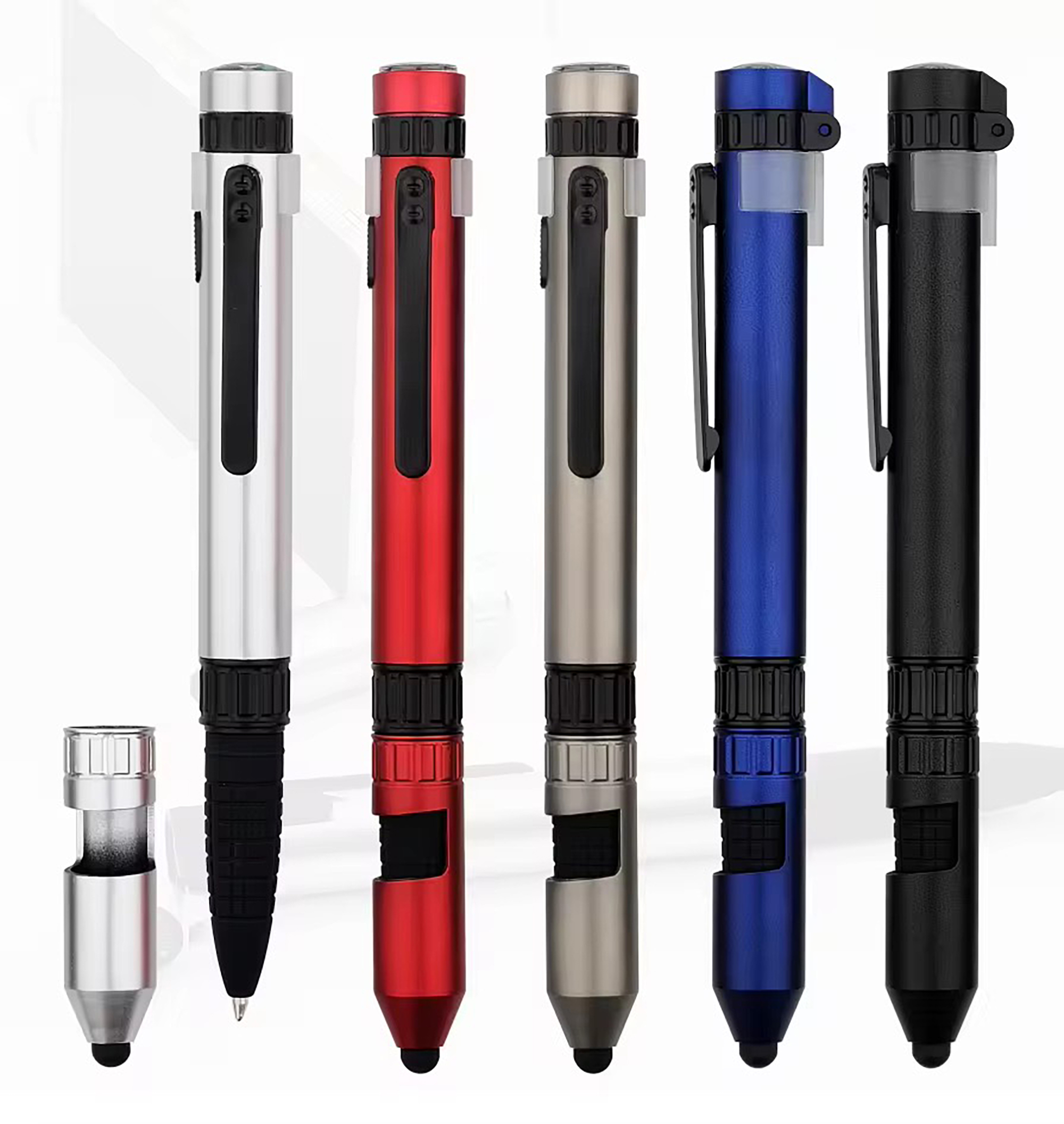 6 in 1 Multifunction Tool Ballpoint Pen with Outdoor Compass Screwdriver Torch Stylus Mobile Phone 1