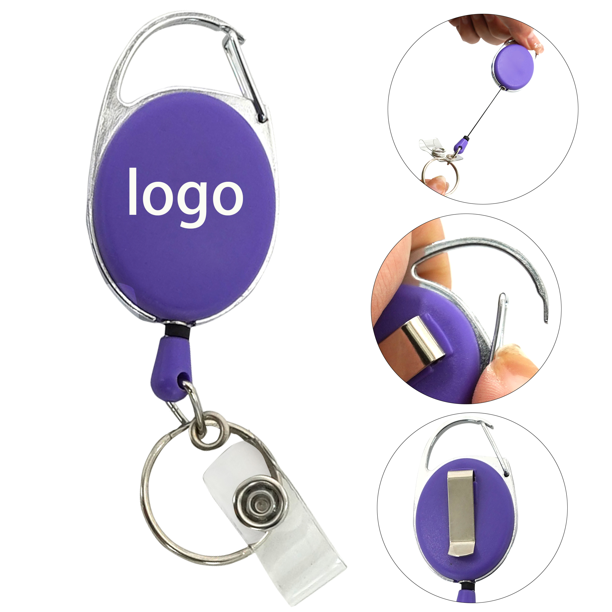 Oval Shape Retractable Badge Holder with Clip 2