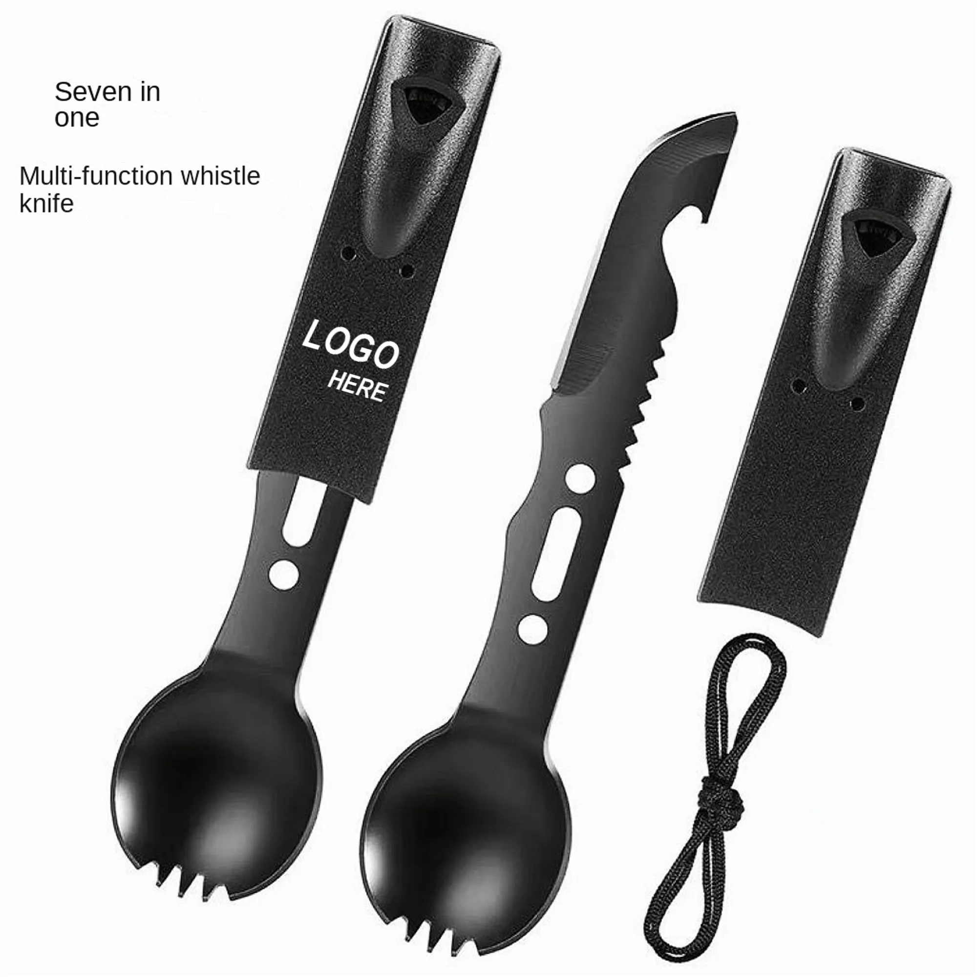 7 in 1 Camping Spoon Fork with Whistle 3