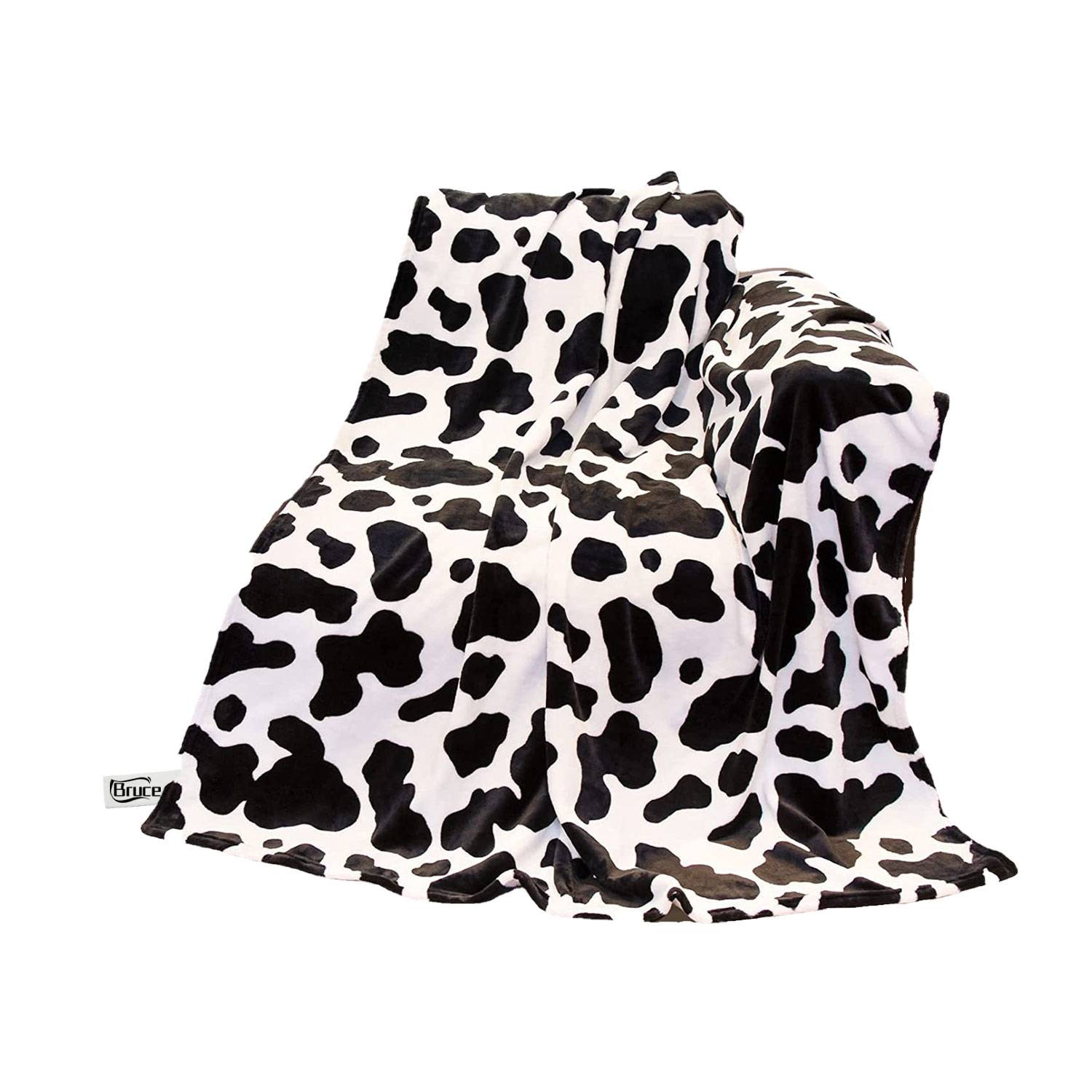 Fleece Black Cow Print Throw Blanket