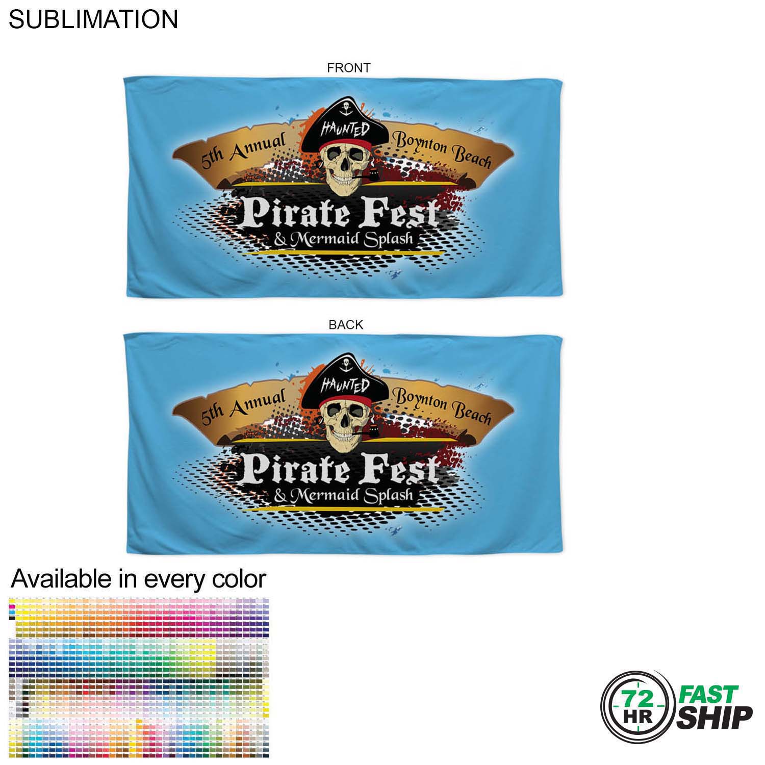 72 Hr Fast Ship - Absorbent Microfiber Dri-Lite Terry Beach, Shower Towel, 30x60, Sublimated 2 sides 7