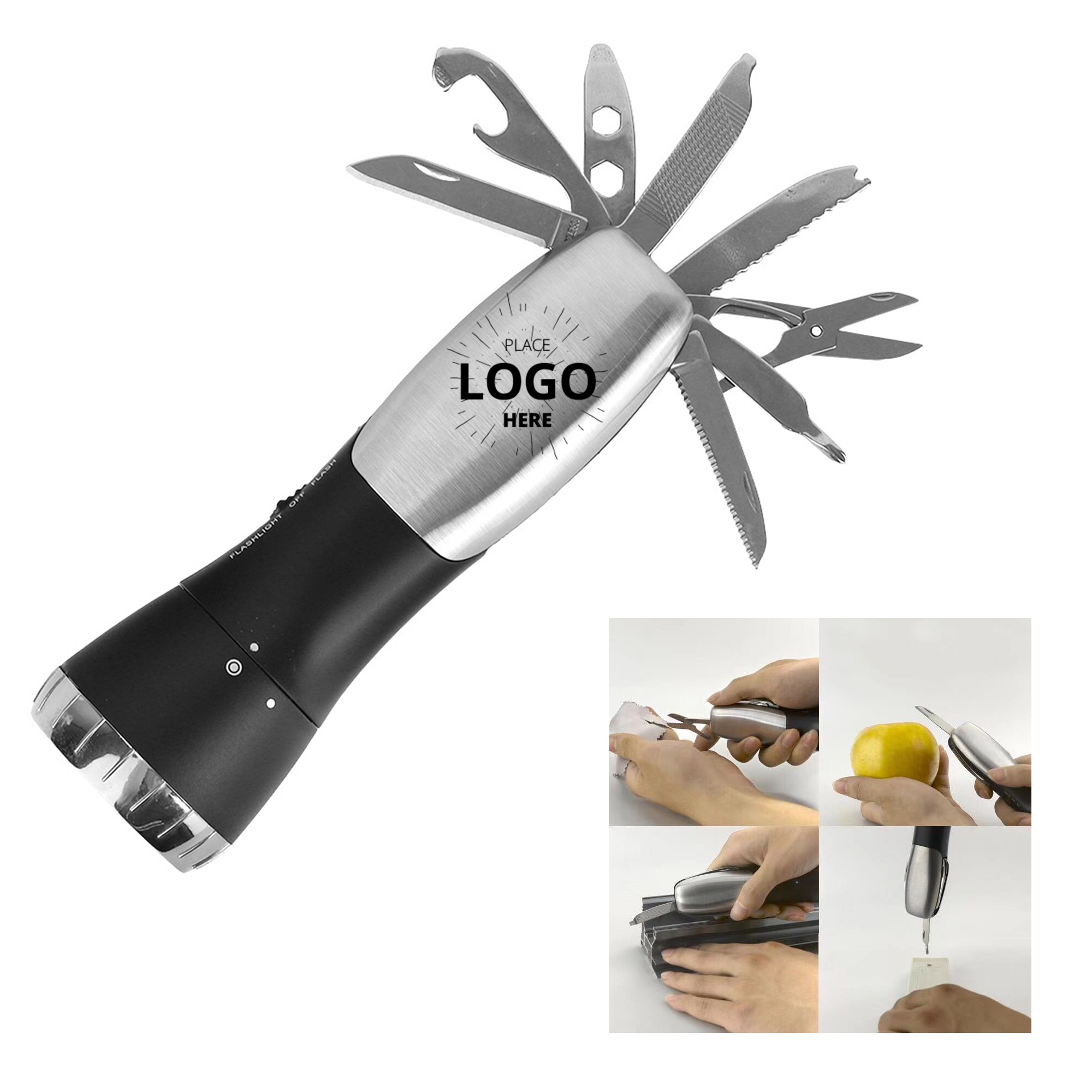 Stainless Steel Torch Multifunction Safety Tools Flashlight 2