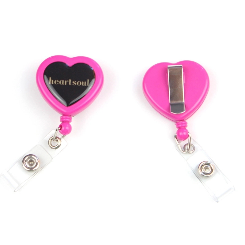 Heart Shaped Retractable Badge Holder - Full color 3