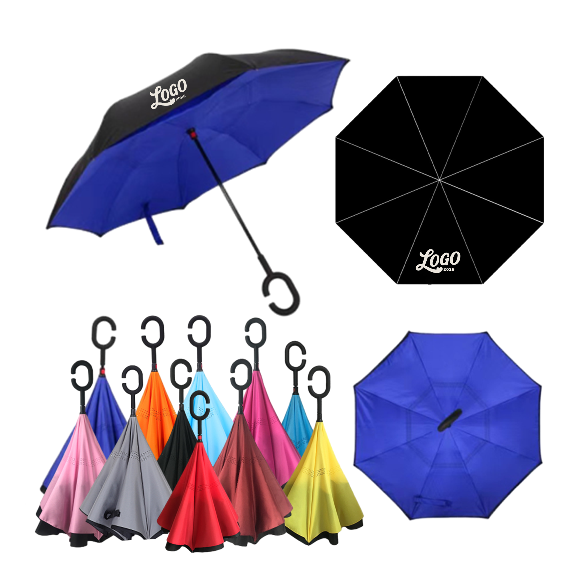 Double Layer Waterproof Folding Reverse Inverted Umbrella 4