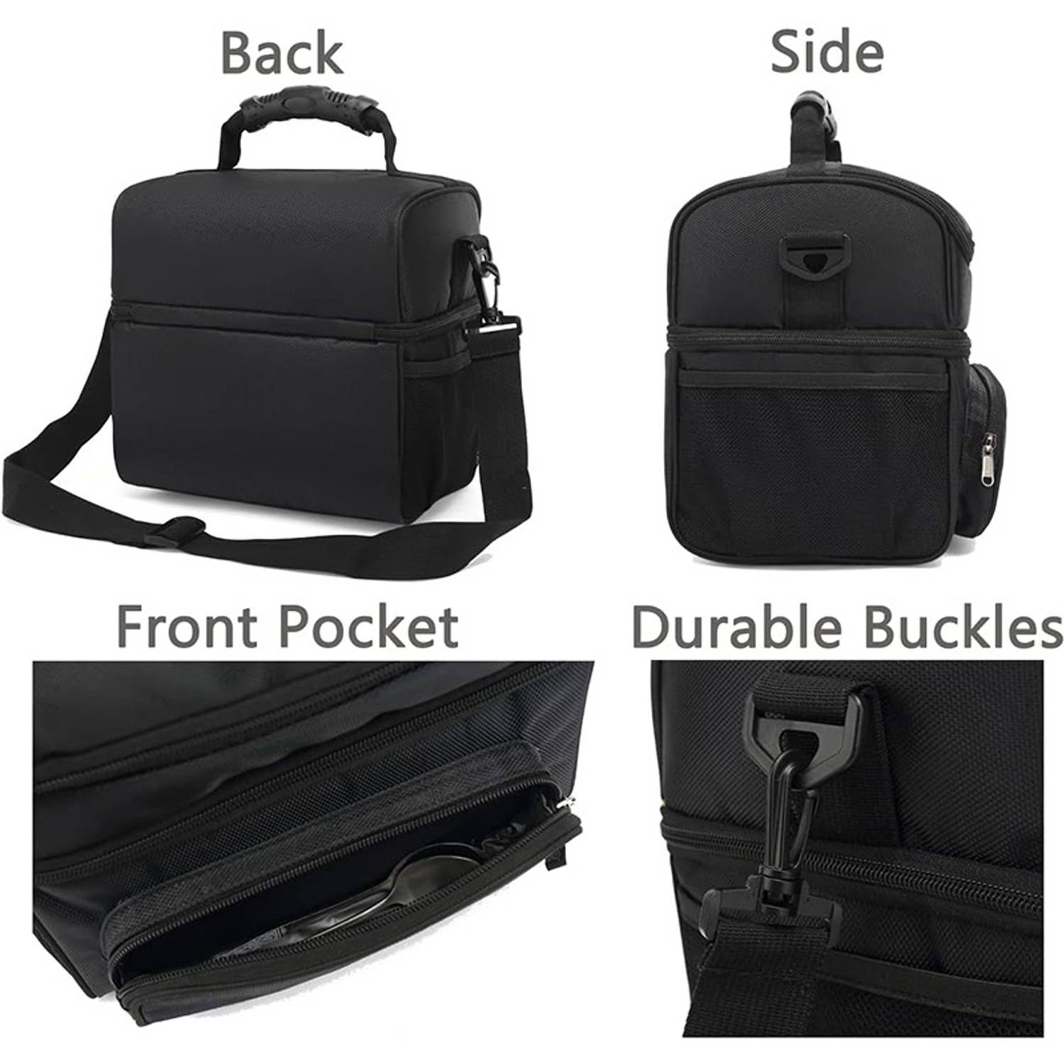 15L Oxford Double Deck Insulated Cooler Bag w/ Handle 6