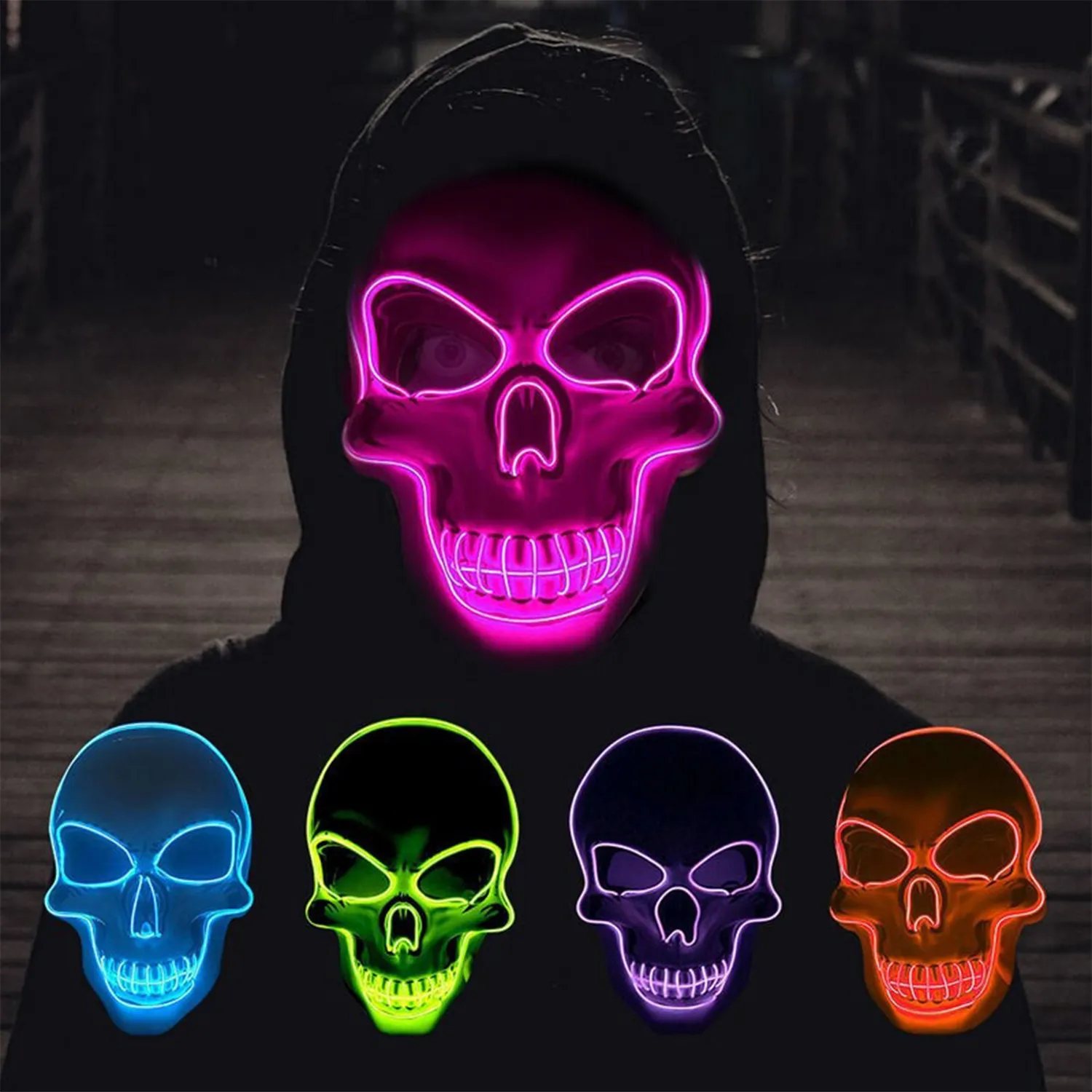 Halloween Scary Mask LED Light up Costumes 3