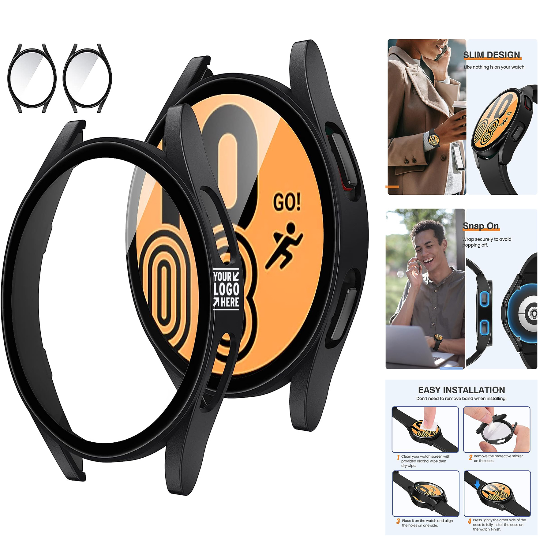 Women Men Samsung Galaxy Watch 4 Screen Protector Face Cover Bumper Case 40mm Accessories
