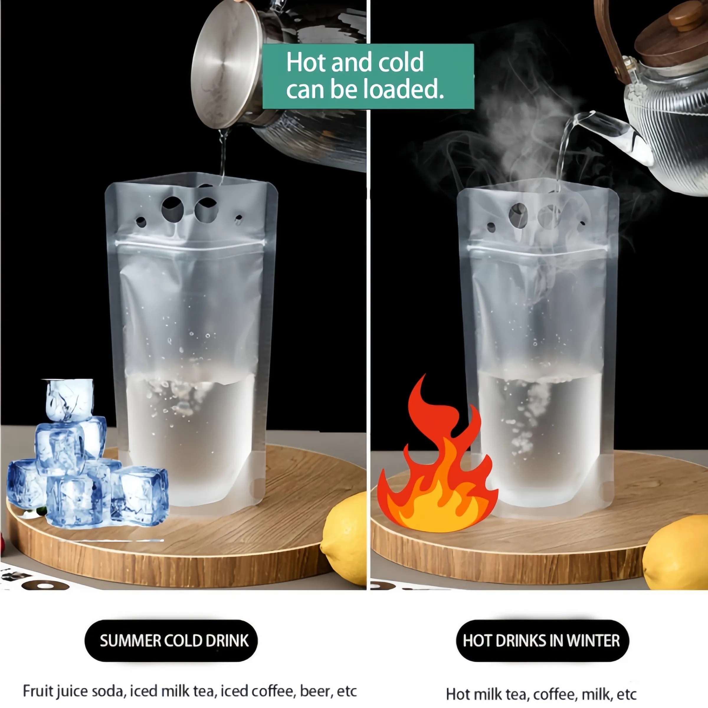 Clear Drink Pouches with Straws 3