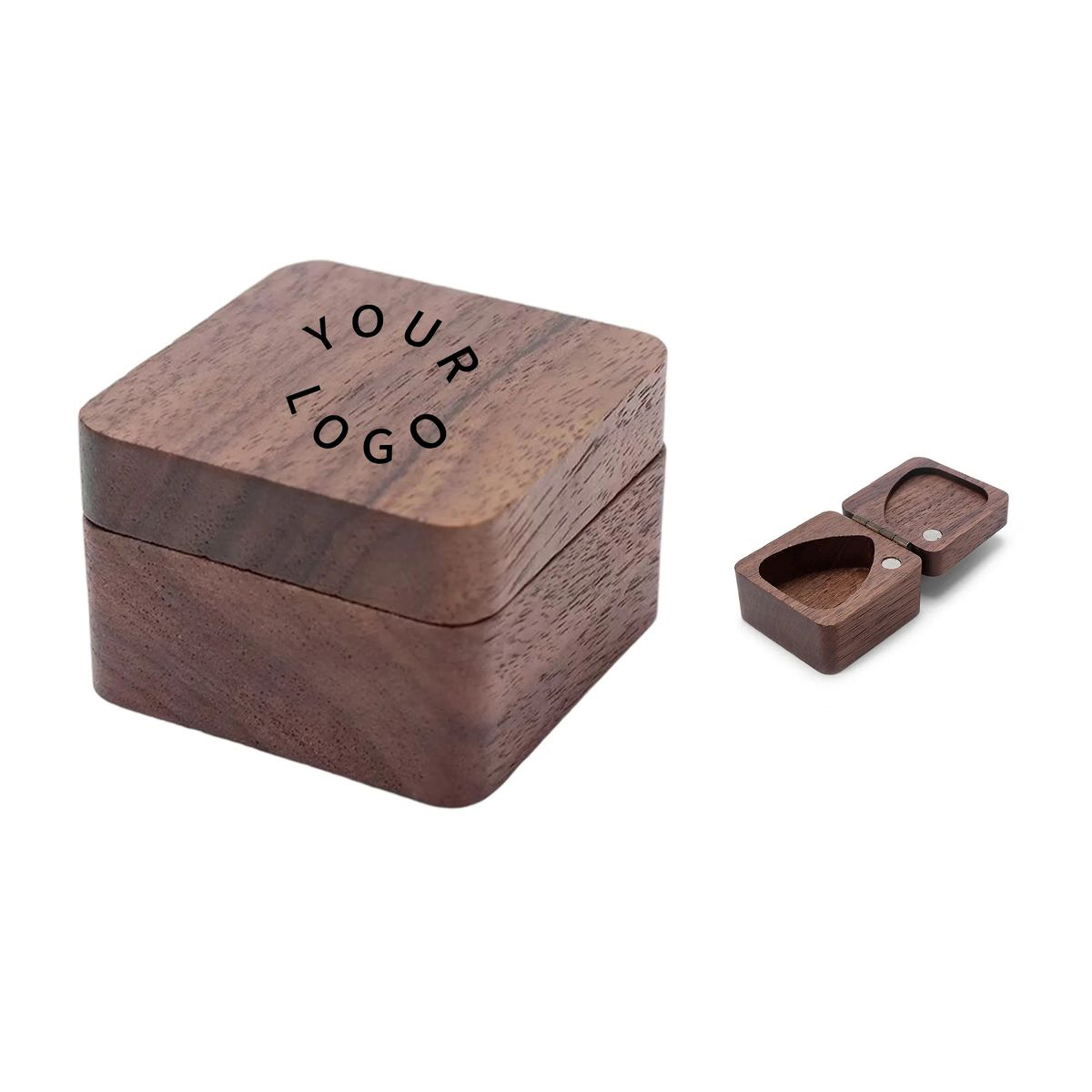 Durable Wood Guitar Pick Box with Classic Square Shape 2