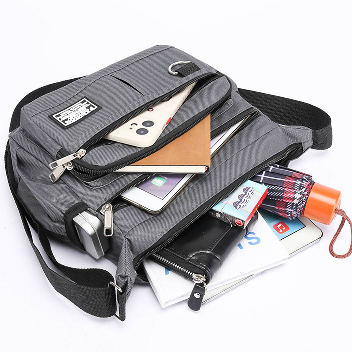 Travel Men's Grey Waterproof Shoulder Bag 5