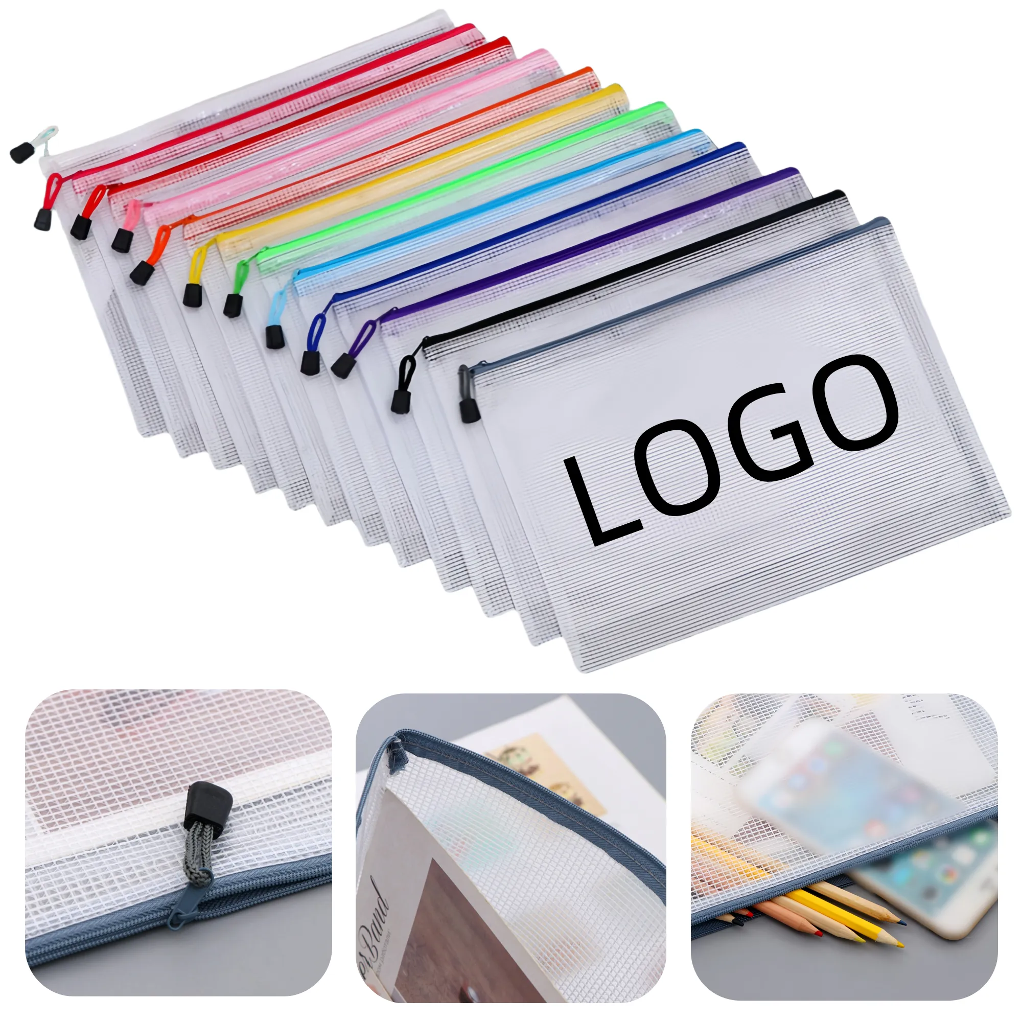 A4 Transparent Mesh Zipper Document Bag 8