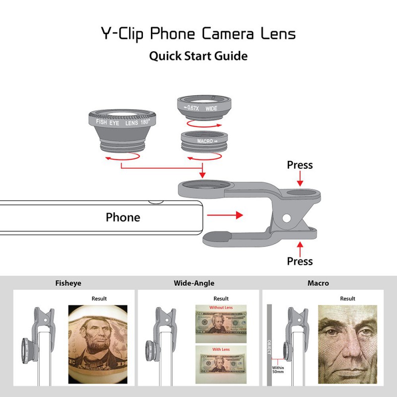 Y-CLIP PHONE CAMERA LENS PACK 6