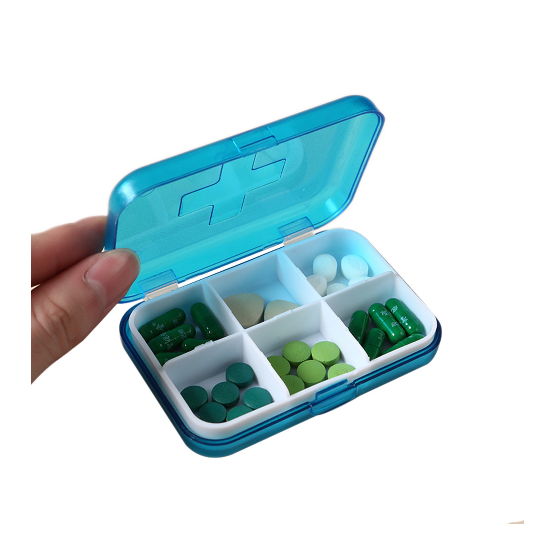 Square Medicine Storage Box w/6 Compartments 2
