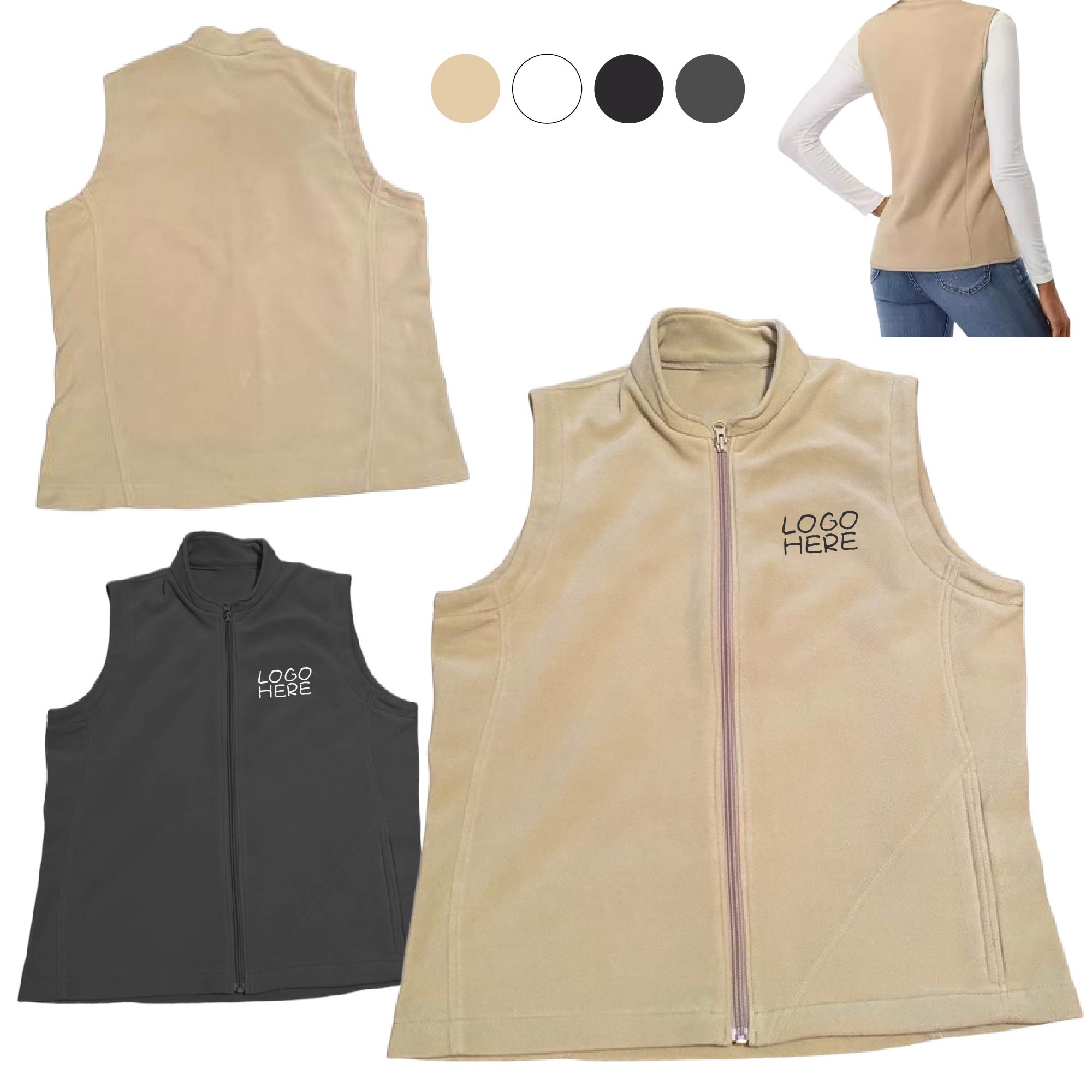 Full Zipper Sleeveless Fleece Vest 2