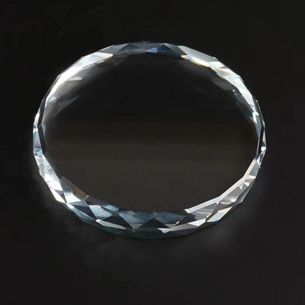 Faceted Optical Crystal Round Paperweight 9