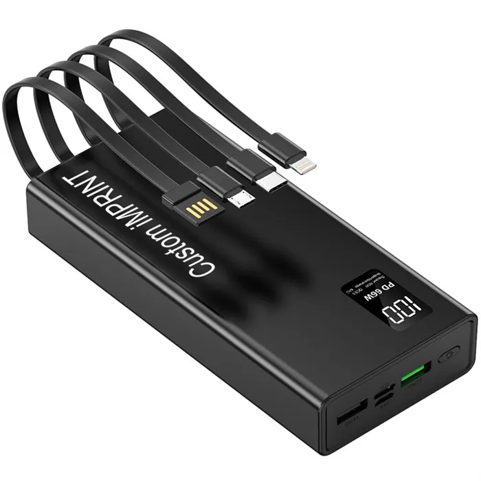 Portable Charger with Built in Cables - 20,000mAh 2