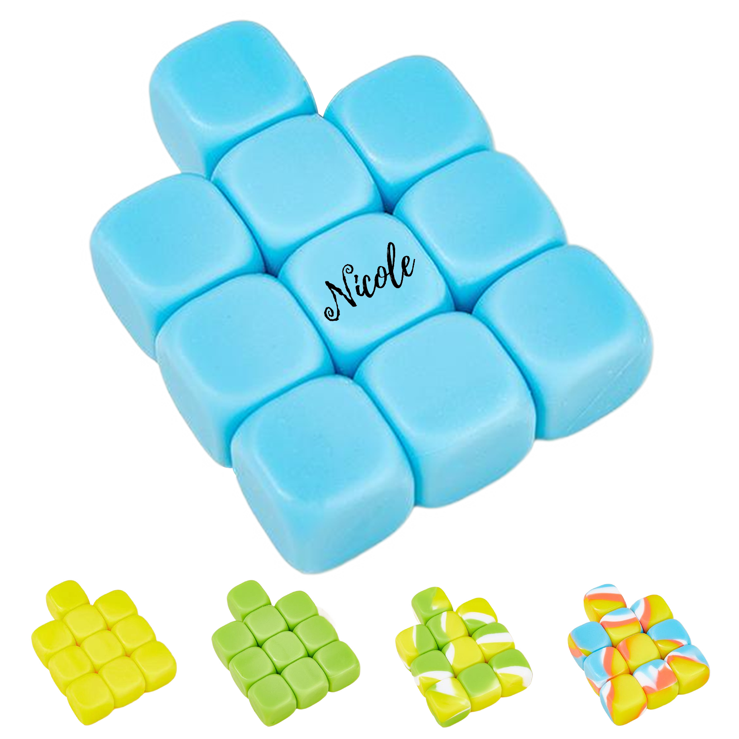 10 Pcs Silicone Stone Catching Dice Game w/ Pouch 11