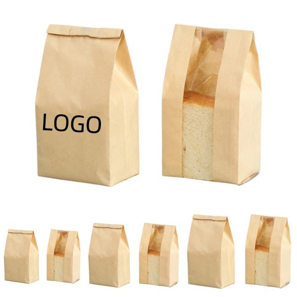 Large Natural Kraft Paper Food Bag W/ Windows 2
