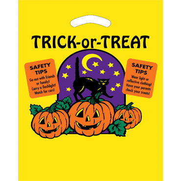 Yellow Fold Over Reinforced Die Cut Bag - Halloween 1