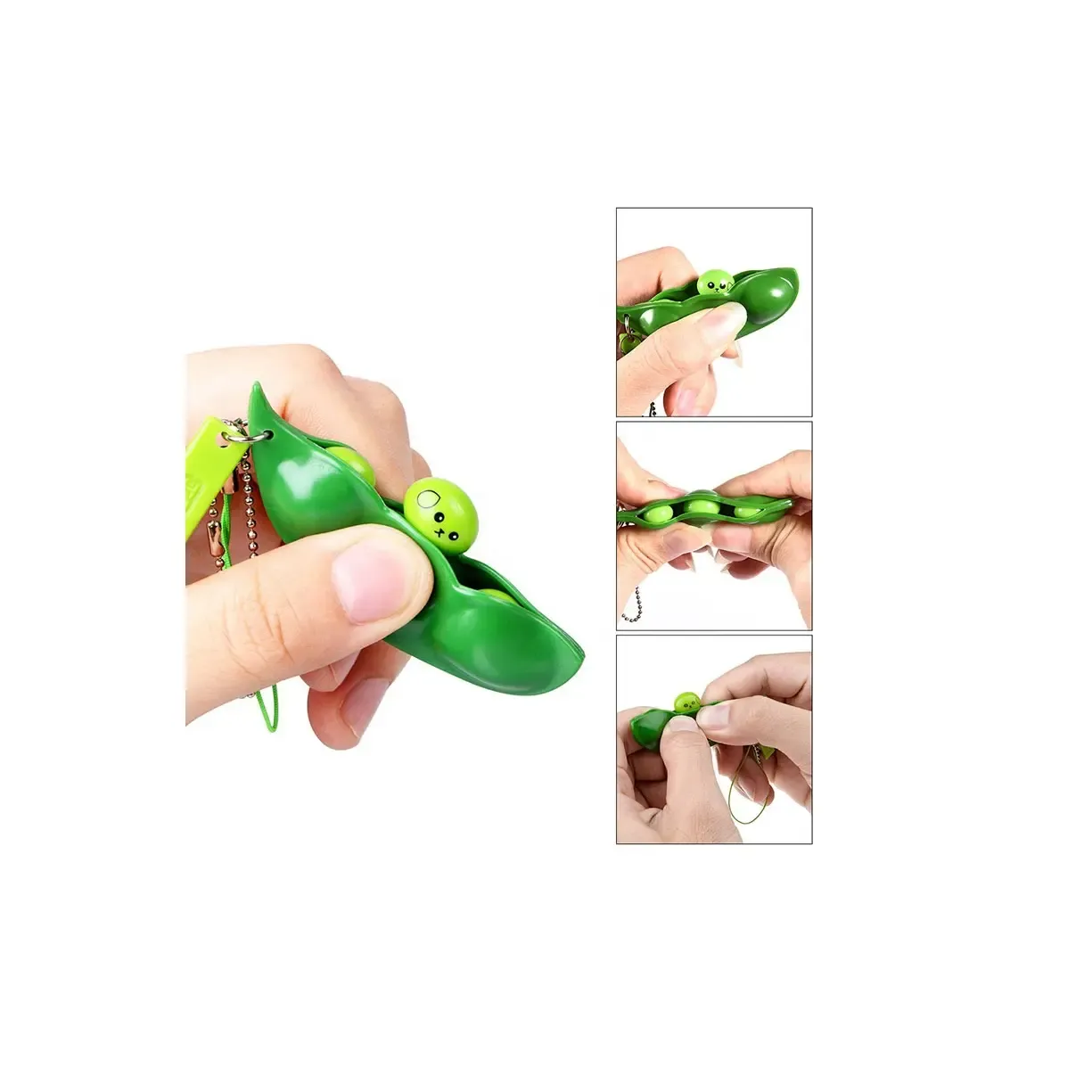 3Pcs Squeeze-A-Bean Edamame Keychain 5