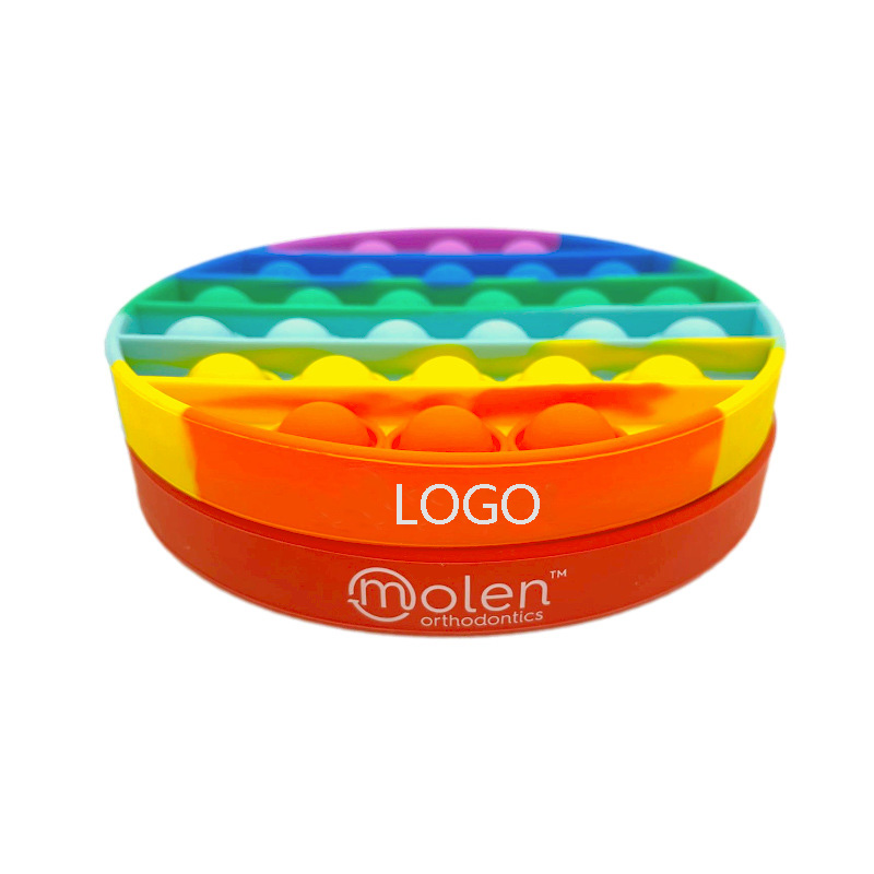 Rainbow Round Bubble Pop Fidget Sensory Stress Reliever Toy 2