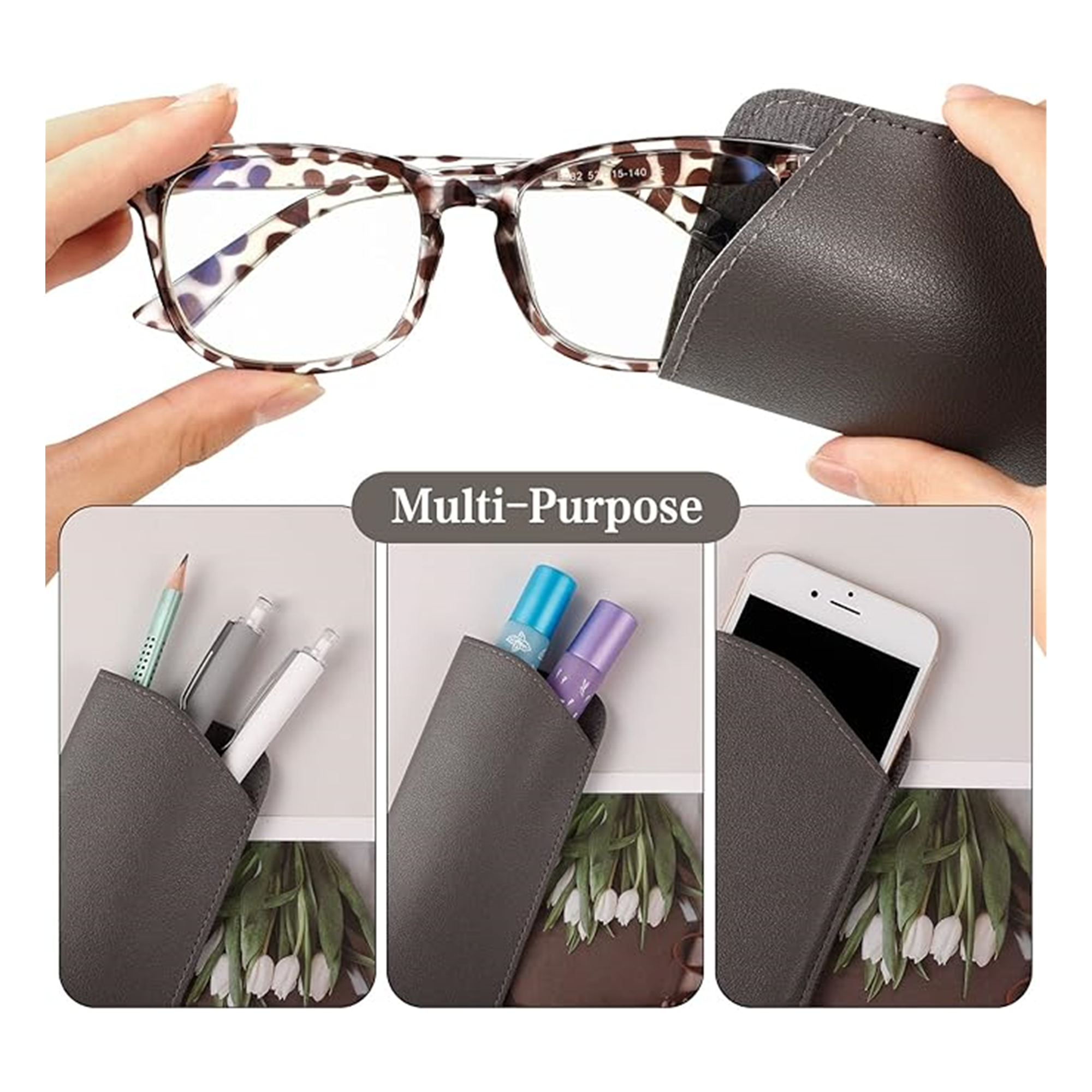 Soft Leather Eyeglass Cases Sunglasses Pouch 1