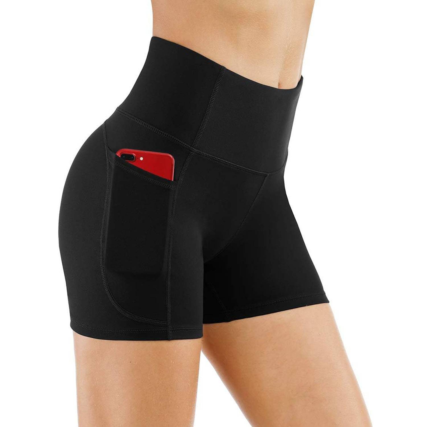 High Waist Breathable Polyester Workout Shorts w/ Pockets 8