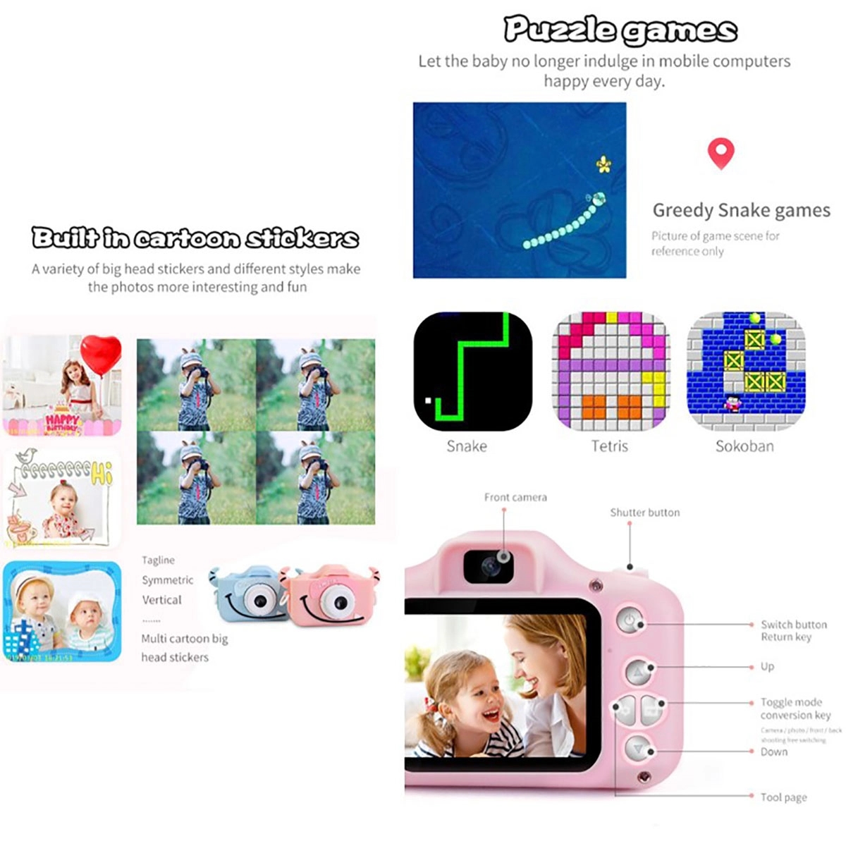 Kids Digital Camera With 1080P Video 4