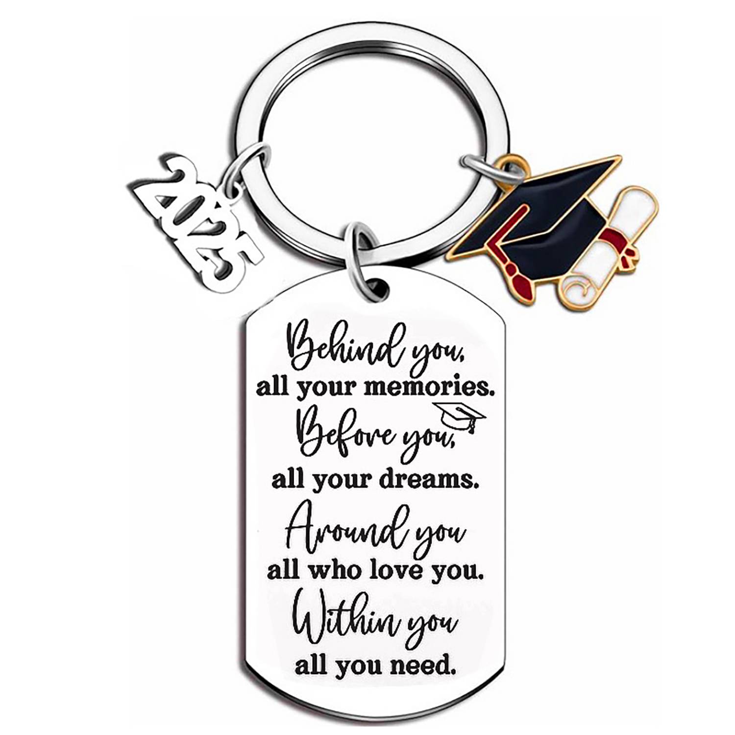 Personalized Stainless Steel 2025 Graduation Keychain 4