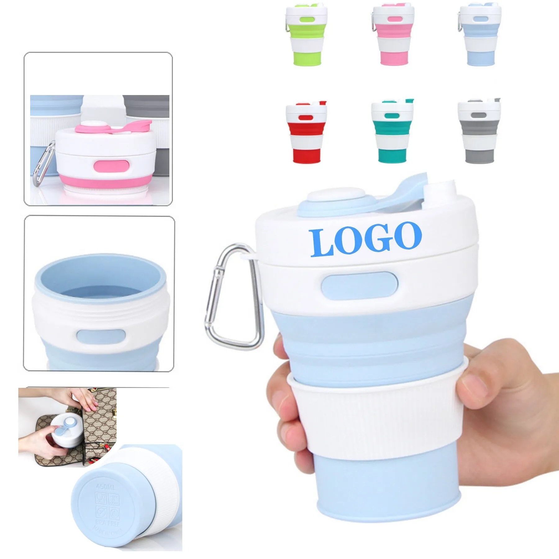 15 Oz. Portable Silicone Foldable Sippy Cup W/Drinking Straw 5