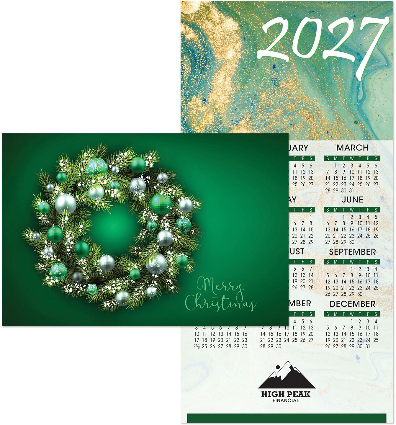 MARBLE SWIRL WREATH CARD TO CALENDAR 9
