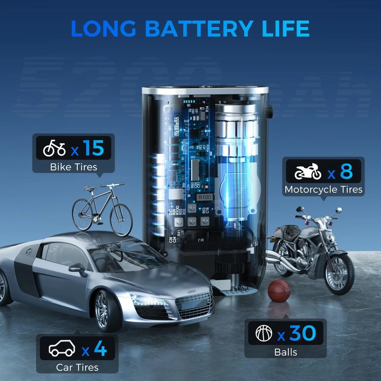 Electric Tire Pump for Car Motorcycle Bicycle Ball 4