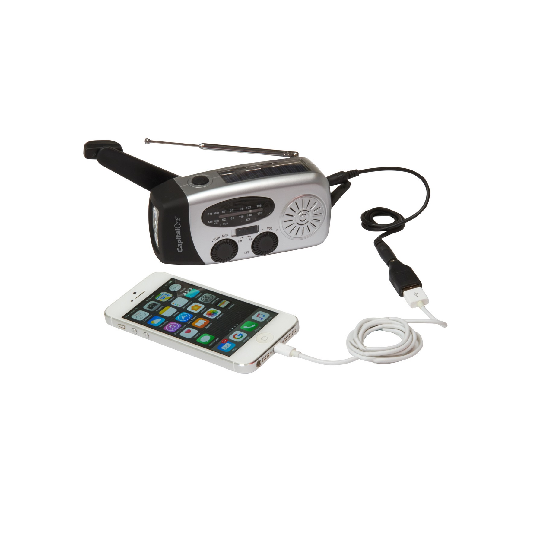 Dynamo Solar AM-FM Radio/Flashlight w/ USB 6