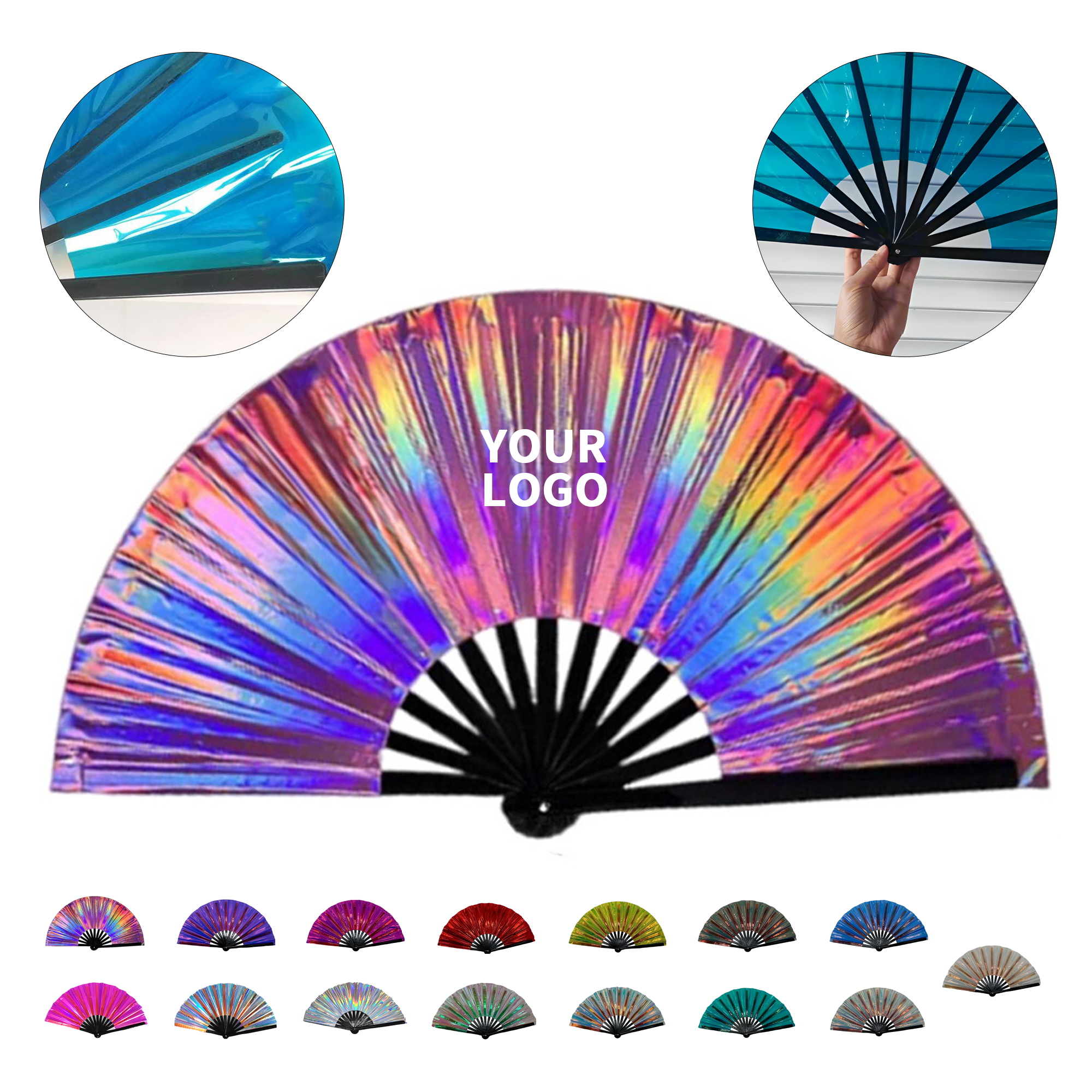 PVC Folding Performance Hand Fan 13" Length 23