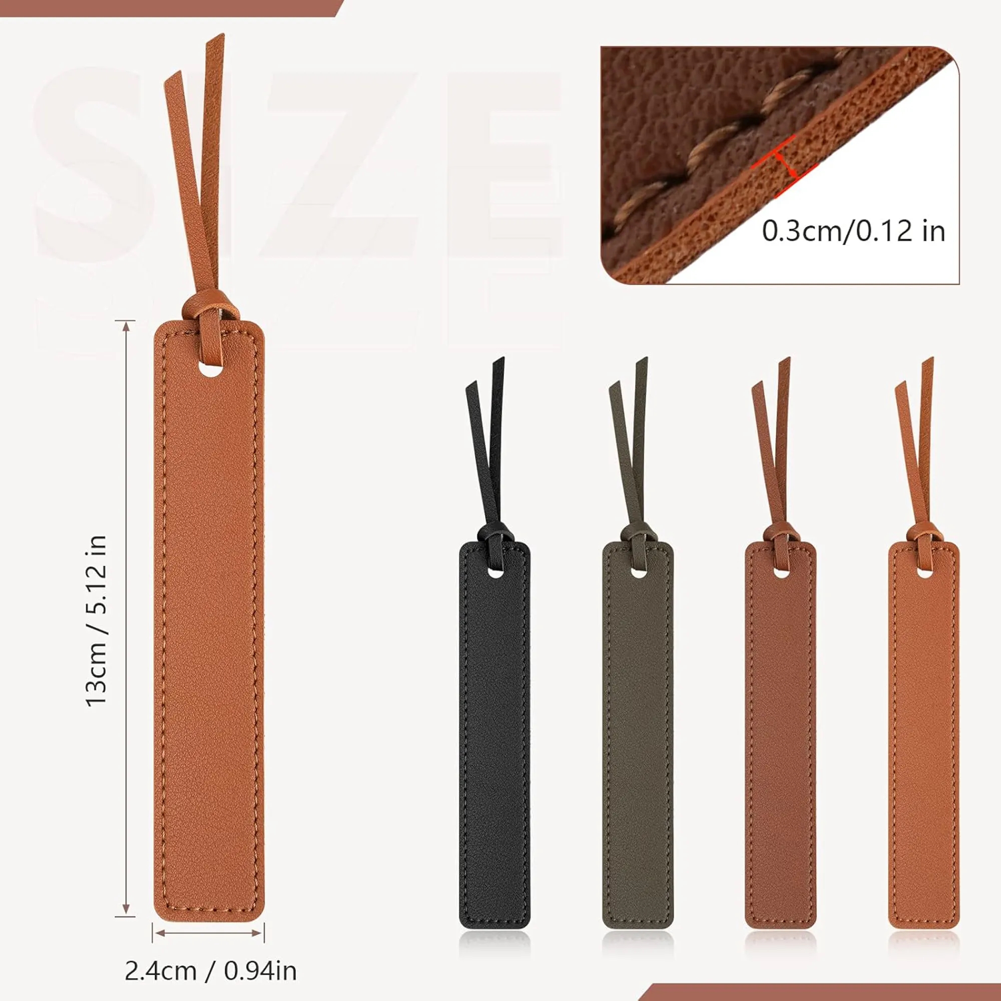 PU Leather Bookmark Classic Stitched Page Markers 11