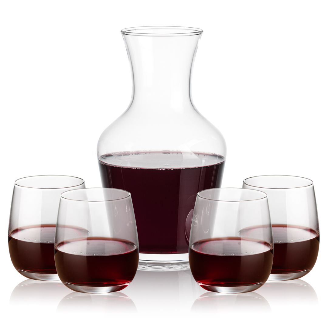 Summit Carafe & Crestview Stemless Wine Set 4